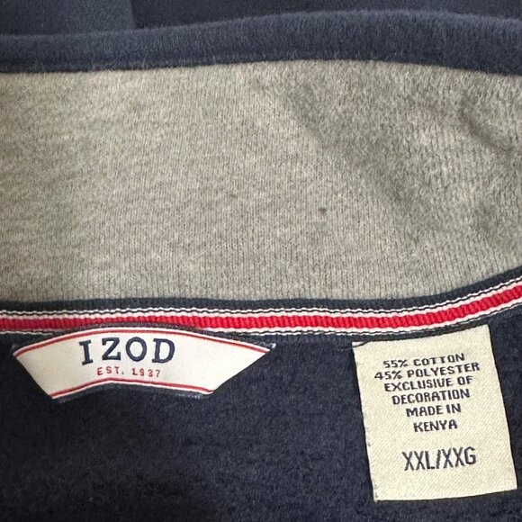 Izod Mens Navy Blue 1/4 Zip Pullover Sweatshirt XXL Preppy Dark Academia - Picture 4 of 7
